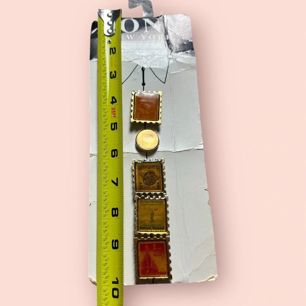 Vintage Nony New York Vintage Tie Clips Postage Stamp Design